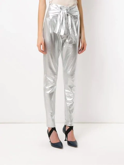 Shop Andrea Bogosian Metallic Leather Pants