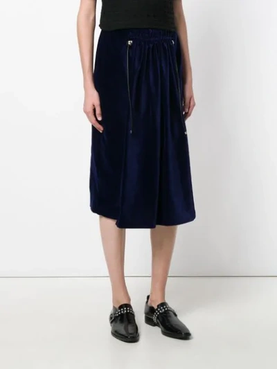 Shop Carven Velvet Midi Skirt In Blue