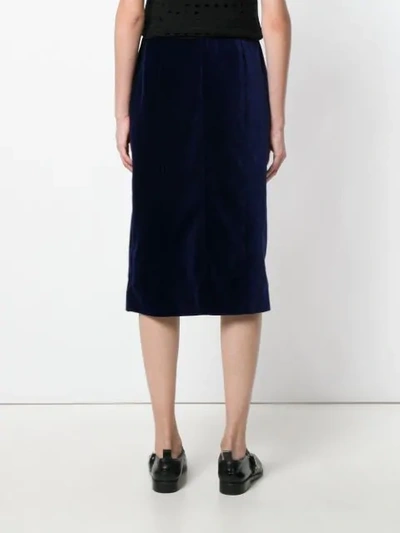 Shop Carven Velvet Midi Skirt In Blue
