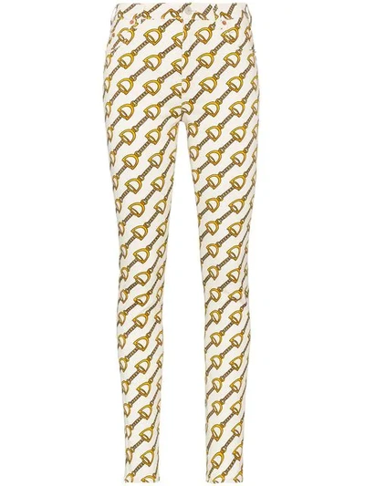 Shop Gucci Chain Print Skinny Jeans In Neutrals