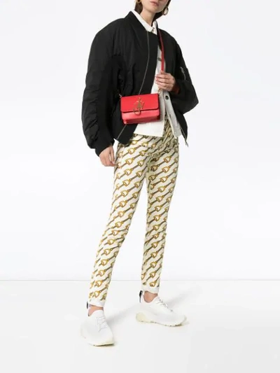 Shop Gucci Chain Print Skinny Jeans In Neutrals