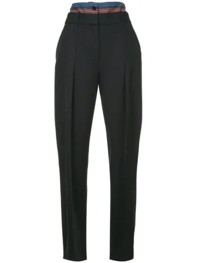 Shop Victoria Victoria Beckham Striped Waistband Trousers - Black