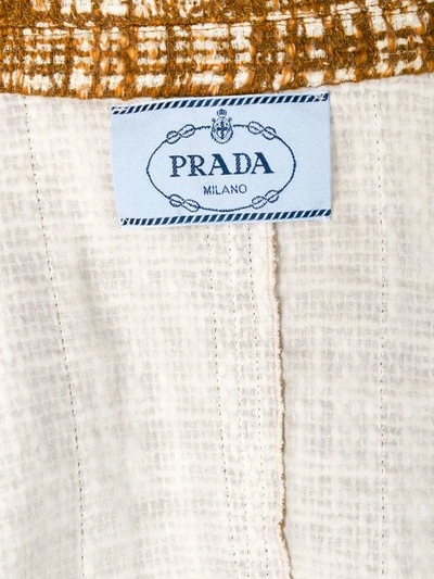 Pre-owned Prada Vintage 仿羔皮呢两件式西装套装 - Brown/cream In Brown/cream