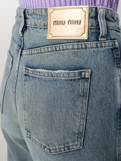 Shop Miu Miu High-waist Faded Jeans In Blue