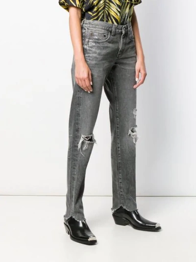 Shop Saint Laurent Distressed Boyfriend Jeans In Grey