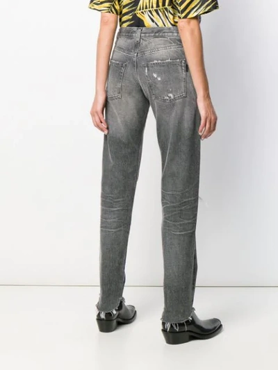 Shop Saint Laurent Distressed Boyfriend Jeans In Grey