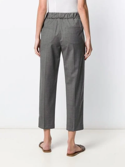 BRUNELLO CUCINELLI CROPPED TAILORED TROUSERS - 灰色