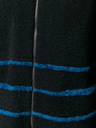 Shop Inès & Maréchal Striped Shearling Coat In Black