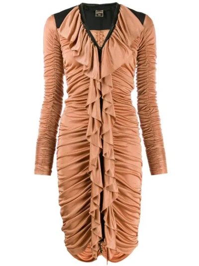 Pre-owned Jean Paul Gaultier 1990's Ruched Dress In Brown