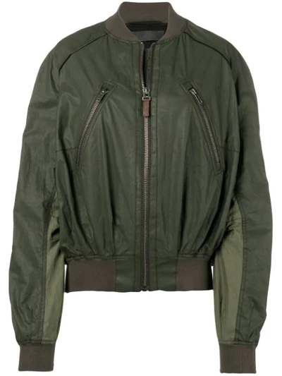 Shop Haider Ackermann Zipped Bomber Jacket In Green