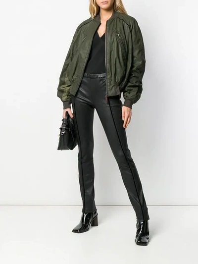 Shop Haider Ackermann Zipped Bomber Jacket In Green