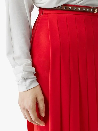 BURBERRY CADY弹性百褶半身裙 - 红色