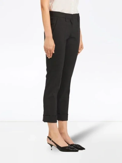 PRADA STRETCH NATTÉ TROUSERS - 灰色