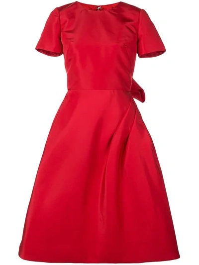 Shop Oscar De La Renta Scarlet Short Sleeved Dress In Red