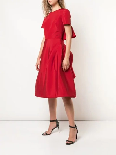 OSCAR DE LA RENTA SCARLET SHORT SLEEVED DRESS - 红色