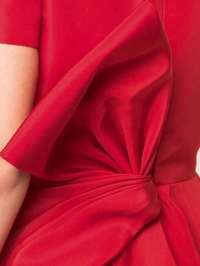 OSCAR DE LA RENTA SCARLET SHORT SLEEVED DRESS - 红色