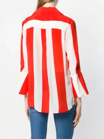 Shop Alice And Olivia Striped Fitted Shirt In P981 Red / White