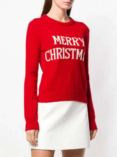 Shop Alberta Ferretti Merry Christmas Knit Sweater In Red