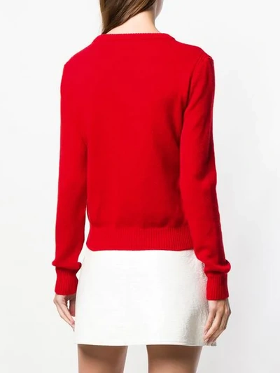 Shop Alberta Ferretti Merry Christmas Knit Sweater In Red