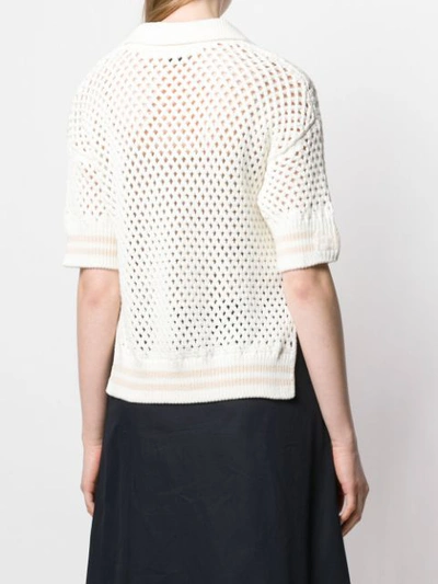 Shop Fendi Crochet Polo Shirt In Neutrals