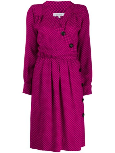 YVES SAINT LAURENT PRE-OWNED 印花直筒连衣裙 - 紫色