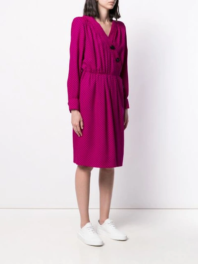 YVES SAINT LAURENT PRE-OWNED 印花直筒连衣裙 - 紫色