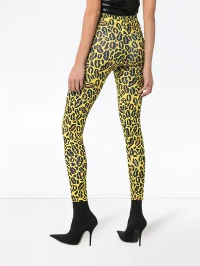 Shop Charm's Leopard Print Skinny Leggings In Yellow