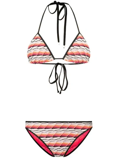 Shop Missoni Fine Knit Bikini Set In Orange
