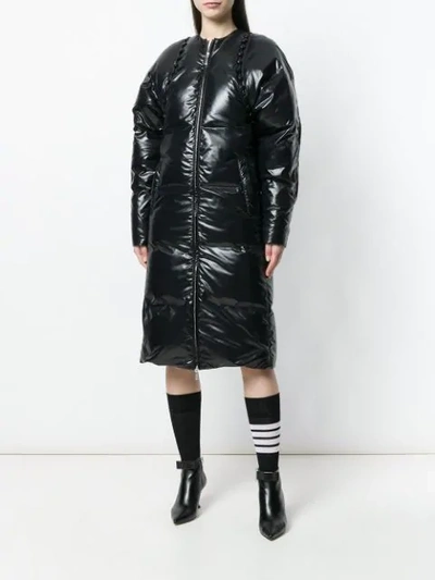 Shop Thom Browne Bridal Button Satin Tech Overcoat In Black