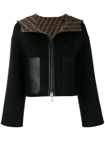 Shop Fendi Reversible Ff Motif Hooded Jacket In Black