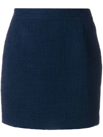 Shop Alessandra Rich Fitted Mini Skirt In Blue