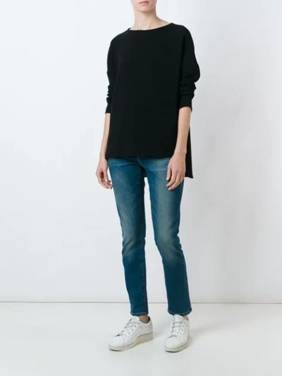 Shop Alberto Biani Longsleeved T-shirt In Black