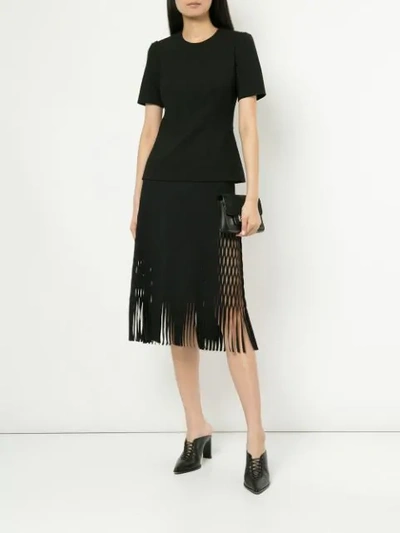 Shop Dion Lee Fringed Skirt In Black