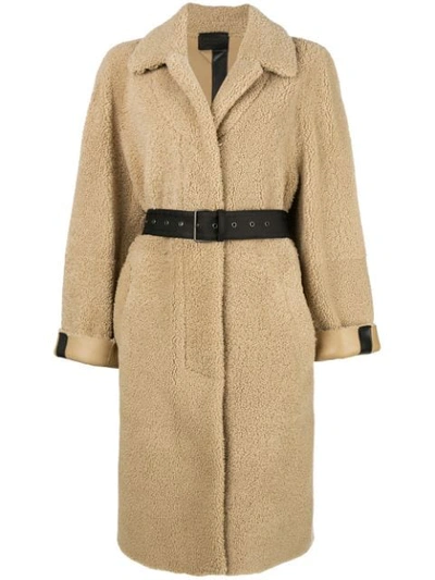 Shop Prada Belted Coat In F0040 Camello