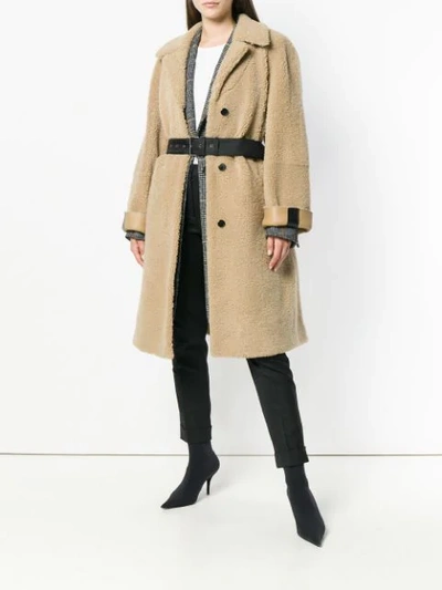 Shop Prada Belted Coat In F0040 Camello