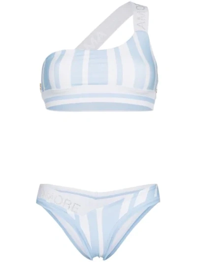Shop Ambra Maddalena Amore Mio One Shoulder Bikini In Blue