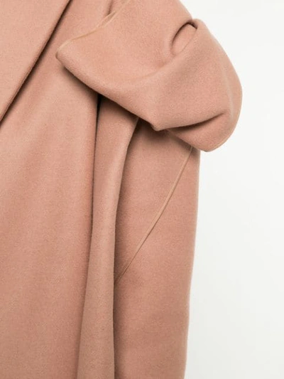 Shop Delpozo Straight Coat With Bow In Pink