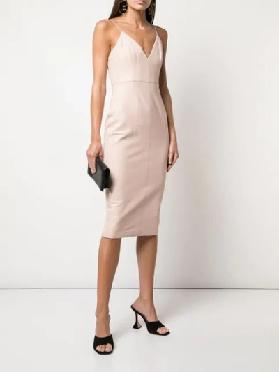 ALEX PERRY V-NECK MIDI DRESS - 粉色