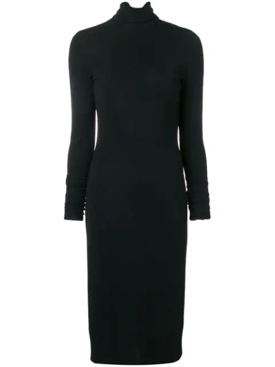 Shop Styland Fitted Turtleneck Dress In Black