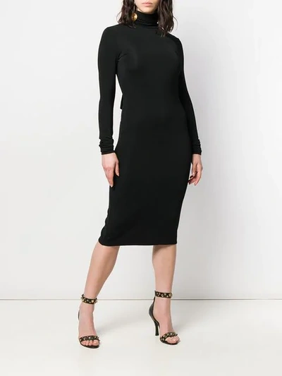 Shop Styland Fitted Turtleneck Dress In Black