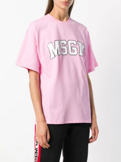 Shop Msgm Logo Print T-shirt - Pink