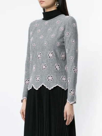 Shop Giambattista Valli Embroidered Flower Jumper In Grey