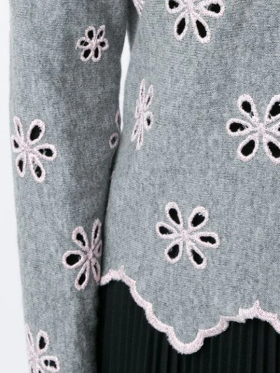 Shop Giambattista Valli Embroidered Flower Jumper In Grey