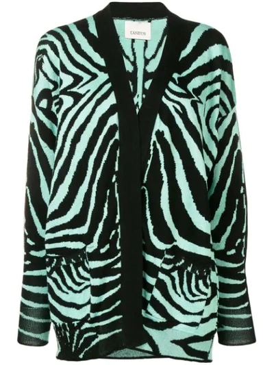 Shop Laneus Zebra Knit Cardigan In Black