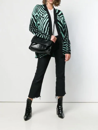 Shop Laneus Zebra Knit Cardigan In Black