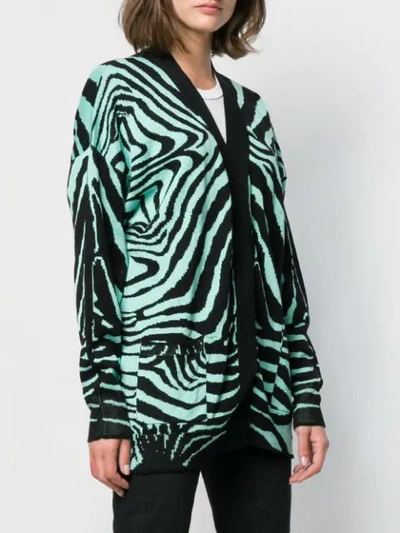 Shop Laneus Zebra Knit Cardigan In Black