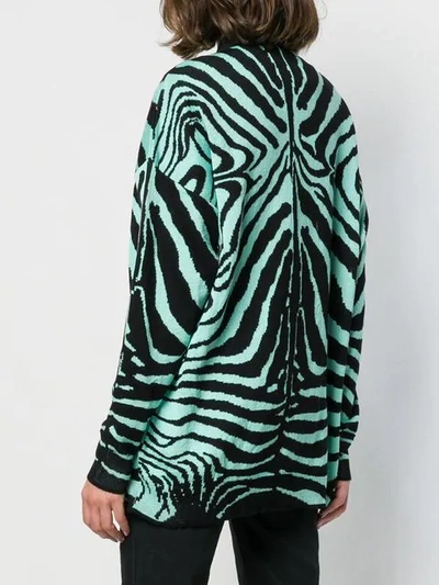 Shop Laneus Zebra Knit Cardigan In Black