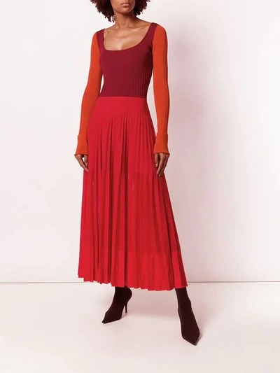 Shop Alexander Mcqueen Long-sleeve Flared Dress In Red