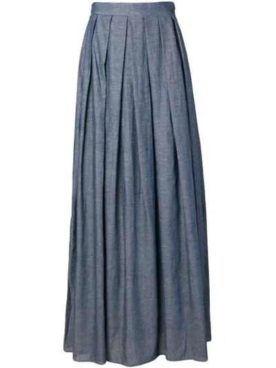 Shop Ultràchic Pleated Maxi Skirt In Blue