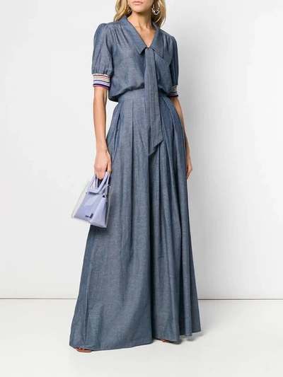 Shop Ultràchic Pleated Maxi Skirt In Blue